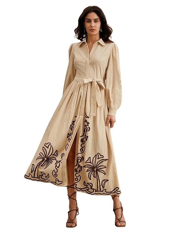 SMOWKLY Cotton Blend Women's Casual Dress Mid-Length Maxi Dress for Woman ||Stylish Frocks for Women ||One Piece Dress for Women || Long Midi Dress for Woman || Party & Beach Wear - Image 5