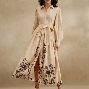 SMOWKLY Cotton Blend Women's Casual Dress Mid-Length Maxi Dress for Woman ||Stylish Frocks for Women ||One Piece Dress for Women || Long Midi Dress for Woman || Party & Beach Wear
