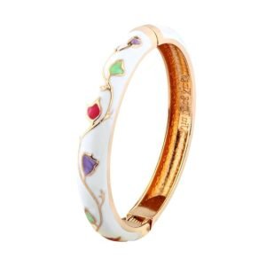 wynameleri Enamel Bangle Bracelet Floral Design Fashion Accessories for Women Lady Girl Gift Present