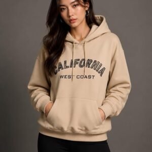 Women's Fleece Hoodie Sweatshirt | California West Coast Graphic Print | Long Sleeve Hooded Pullover with Kangaroo Pocket | Casual Winter Oversized Hoodie